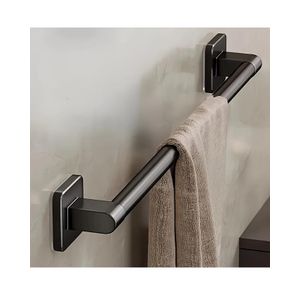 ShebSheb Heavy-duty, No-drill Bathroom Towel Rack | Wall-mounted, Strong Load-bearing Capacity, Space-saving - Modern Minimalist Design, Suitable for Bathrooms, Kitchens, Hotels（Black40cm）