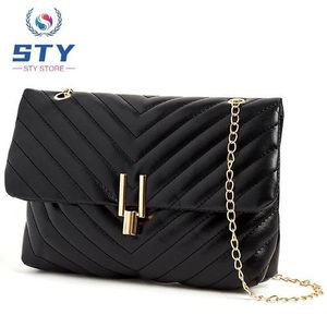 STY Women Small Cross-body Bag Ladies Chain Bag Phone Bag Clutch Mini Black Bag - Black