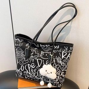 Ladies HandBag Tote Bag Canvas Shoulder Bag With Doll For Women Crossbody Bag Handbags Black