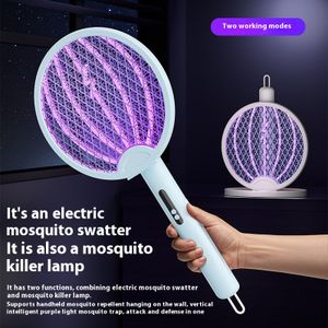 Portable insect killer, foldable electric fly trap racket