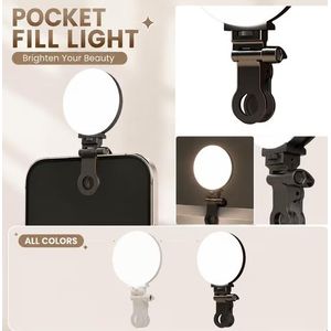 RGB Pocket Clip Fill mobile LED Light for vlogging -white