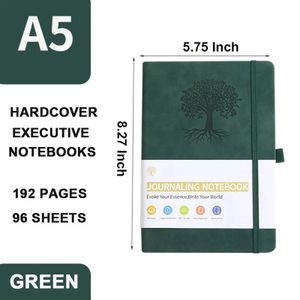 A5 Green Notebook with Strap - 192 Pages, PU Cover, Portable