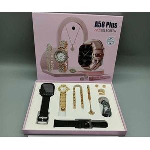 A58 Plus Smart Watch Jewelry Gift Set- Black Gold
