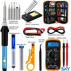 Soldering Iron & Multimeter 2‑in‑1 Kit with Storage Home Repair