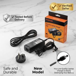 Toshiba Small Pin Laptop Charger - 19V + Fused Power Cord - Black