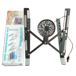 Aluminum Alloy (Metal) Laptop Stand With Detachable Cooling Fan - Black