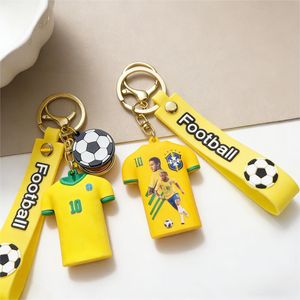 ASCENT 2PCS #10 Jersey Keychain Set -  Neymar Brazil World Cup Football Fan Keyring with Ball Charm 