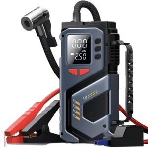 6000mAh large-capacity portable air compressor, 150PSI high pressure, with emergency jump starter function, can inflate car tires, and features a built-in battery booster.