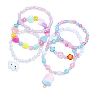 Kids 6 Piece Acrylic Cloud Bead Bracelets Set for Girls - Multicolor