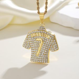 Men's Necklace World Cup Cristiano Ronaldo No. 7 Football Titanium Steel Pendant Men's Necklace Hip-Hop Streetwear Necklace