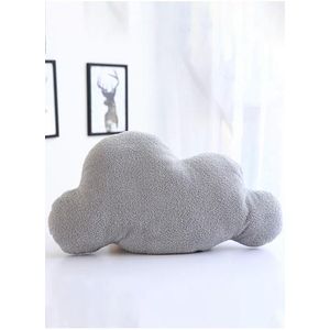 Cloud Shaped Short Plush Throw Pillow Stuffed Back Cushion for Bedroom Office (W60 x D32)cm / (W23.6 x D12.6)inch - Grey
