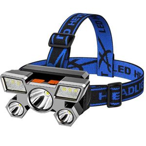 High-Powered LED Headlamp, Five-Lens Aircraft Light, USB Rechargeable Head-Mounted Mini Flashlight, Outdoor Mining Headlamp