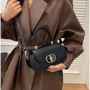 Luxury Block Flap Crossbody Bag – PU Leather Shoulder Handbag for Women - Black