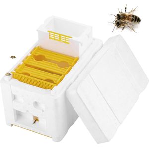 Bee Box Bee Boxes with Water Feeder, 9.5x5.9x5.5inch 3 Frame Bee Hive Box, Mini Foam Nuc Box for Bees, Portable Bee Hive Supplies for Mating and Rearing