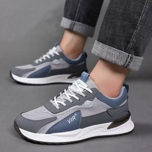 AIDAILU Men Breathable Mesh Running Sneakers Lightweight Non Slip Casual Sports Shoes - Grey