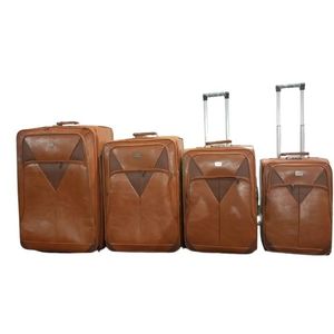 4 In 1 Leather Suitcase - Brown