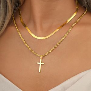 Twist Chain HipHop Trend Stainless Steel Cross Pendant Necklace