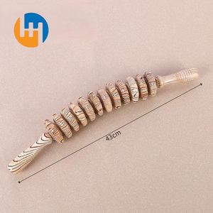 Solid wood roller abdominal yoga massage stick twelve rounds back waist cervical spine shoulder leg health massage fitness leisure