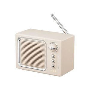 White Noise Sleep Speaker, Retro Mini TV Design Sound Box Wireless Music Player with FM Radio - Beige