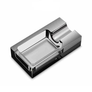 NIKIHONG Cigar Ashtray Crystal Large Single Slot Diameter, Luxury Design for Home & Office(Grey)