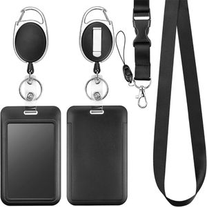ID Badge Holder with Retractable Badge Reel Clip, Detachable Lanyards for ID Badges