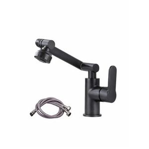 Multifunctional Arm Kitchen Sink Faucet 360° Flexible Hot Cold Mixer Tap / Baking Finish With Pipe - Black