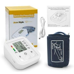 General blood Pressure Monitor BP Health Monitors Heart sphygmomanometer usb battery - White
