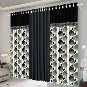 3 in 1 high quality curtain set ( blackout and sheer) black 