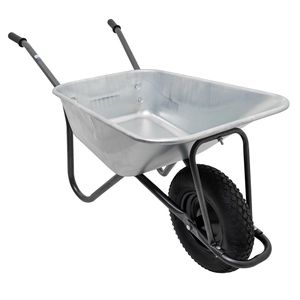 Heavy Duty Galvanized Wheelbarrow - 110L Capacity (150kg Max Load) with Pneumatic Tyre