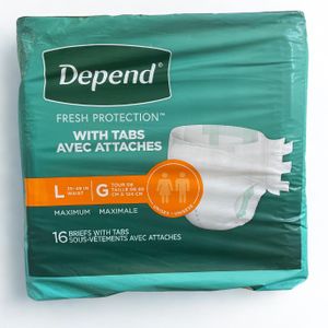 Depend Maximum Absorbency Adult Diapers with Tabs Large (35”–49”) – 16 Count