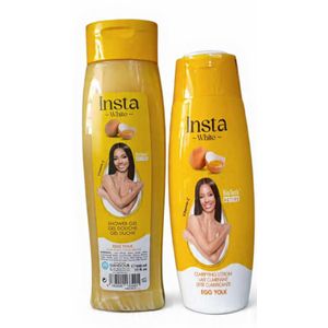 Gandour Insta White Egg Yolk Clarifying Lotion + Shower Gel 500ml Combo with Vitamin C & BioTeck Active