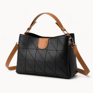 Women Crossbody Tote Bag Large Capacity PU Leather Handbag With Adjustable Shoulder Strap Zipper Closure For Office Daily Shopping Black Brown