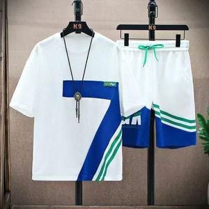 Dou-color Men's Fashion Shorts And T-shirt Set -2 Pieces - White - White - XXL