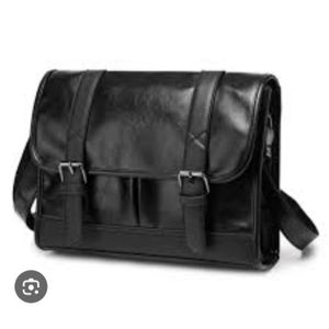 AD  Smart Vintage Leather Authentic 15.6" Laptop Bag - Black 