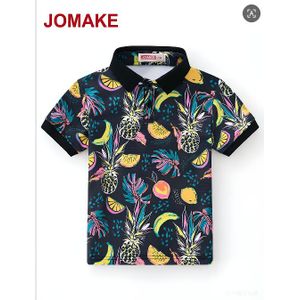 JOMAKE Boys' polo shirt, ages 1-9, black base with fruit pattern
