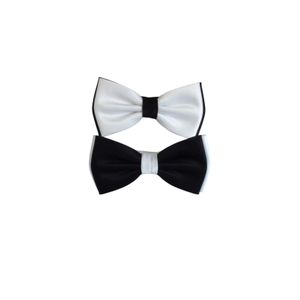 SILK 2 pieces of Bow tie,for weddings formal and funeral events _black and white 