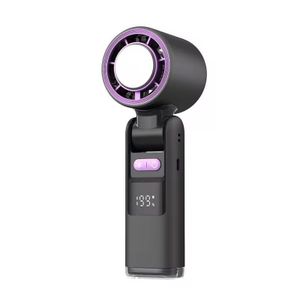 Portable Handheld Turbo Fan with Semiconductor Ice Cooling Plate & Digital Display - Black