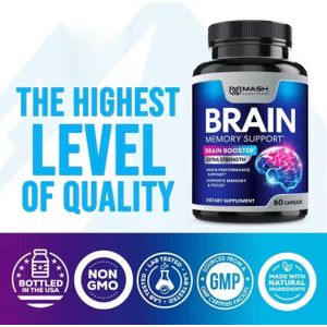Mash Brain Supplement-Promotes Brain Health, Enhances Focus, Memory and Mental, IQ, Improves Thinking Skills 