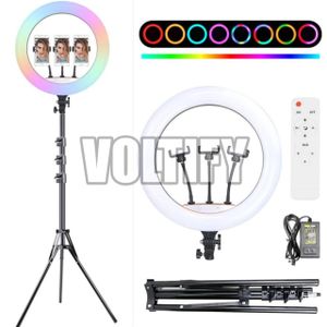 Voltify 18" RGB Ring Light with Tripod Stand & 3 Phone Holders for TikTok, Streaming & Content Creation