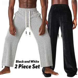 Striped Casual Pants: Unisex Design—Stylish, Loose-Fit, Drawstring Straight-Leg Trousers.