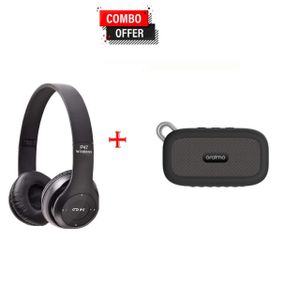 P47 Wireless Bluetooth Headset &  BT speaker Combo   - Black