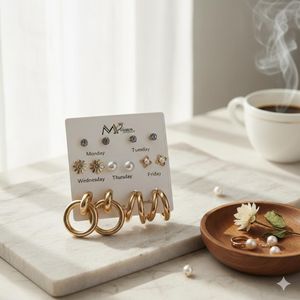 M&F Fashion Jewelry 7-Pair Earring Set – Weekly Style Collection – Gold & Silver Mix