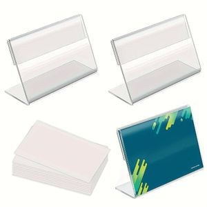 NIKIHONG 10 Pcs Acrylic L-Shaped Sign Holders Clear Display Stands for Price Tags, Name Cards & Labels - Perfect for Retail Countertops5x8cm (1.96"x3.14")