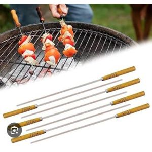A Bonne 12pcs Reusable Barbeque Skewer - Sliver