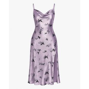 Women's Butterfly Print Satin Slip Midi Dress