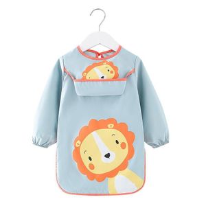 Asiligrove Long Sleeve Baby Smock Bib - Waterproof Pongee & TPU Protective Feeding and Art Apron - Adjustable Tie-Back fits 1-3 Years (Size 100)