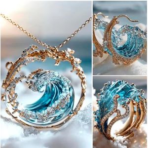 Creative Ocean Blue Sky Jewelry Necklace Luxury Crystal