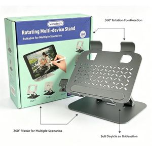 VIEW TECH Laptop Stand, 360° Rotating Adjustable Aluminum Stand, Ergonomic Foldable Multi-Device Holder for Tablets, Phones, Laptops with Cooling Ventilation (Medium Size)