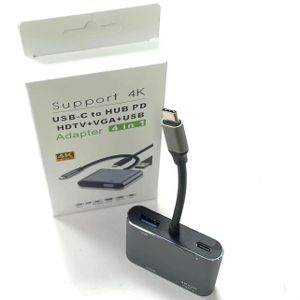 4-in-1 USB Type-C Hub Adapter-Black