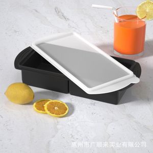 2 -single compartment 500ml Silicone tray with lid- black colour